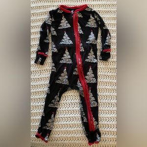Kickee 9-12M Christmas Tree Foil Ruffle Coverall Midnight